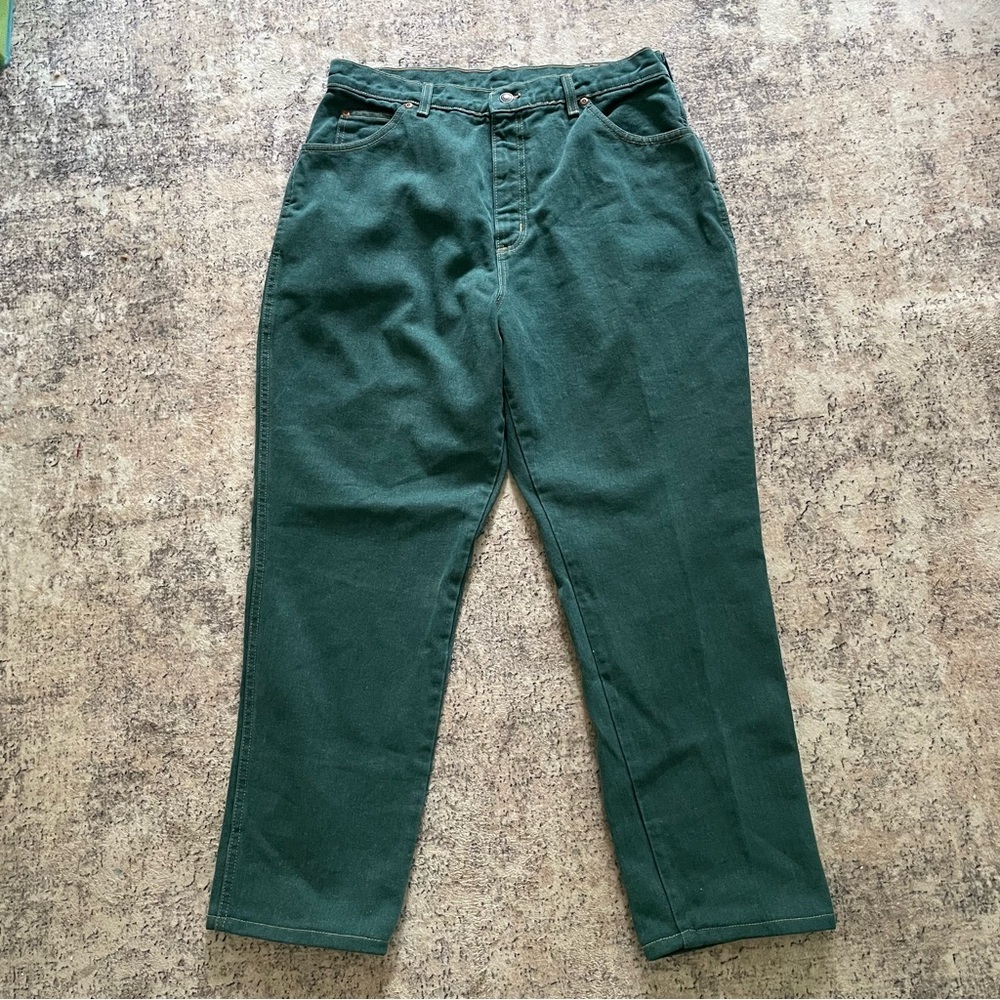 Vintage Lands’ End Womens‎ Hunter Green Straight Leg Jeans NOS 16 Petite READ** - Picture 2 of 13